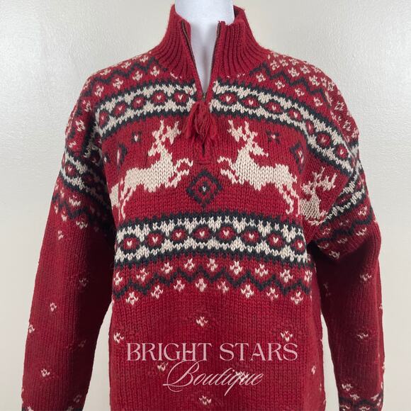 Rare Vintage Reindeer Holiday Sweater ASO Phoebe Buffay Friends Oversize Knit - Picture 8 of 13